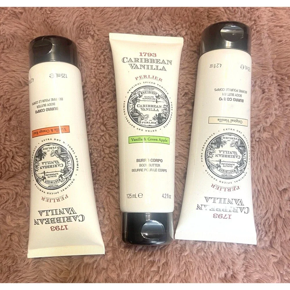 Perlier 1793 Caribbean Vanilla Body Butter 4.2 fl Oz Set of 3 Assorted Scents
